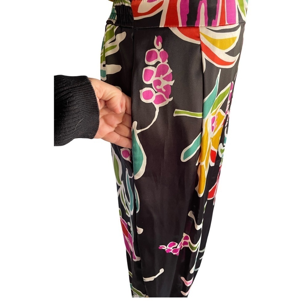 Zara Black Floral Print Satin Jumpsuit Women’s Large - Picture 11 of 16